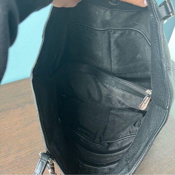 MICHAEL KORS Black Leather Jet Set Voyager Hamilton Harper Tote Laptop Work Bag - Picture 12 of 15